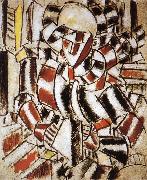 Fernard Leger The fem wearing in red and green color oil